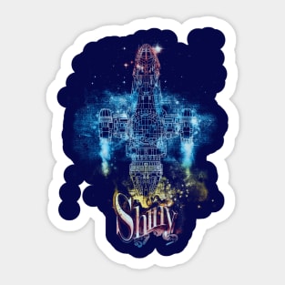 shiny space ship - rainbow version Sticker